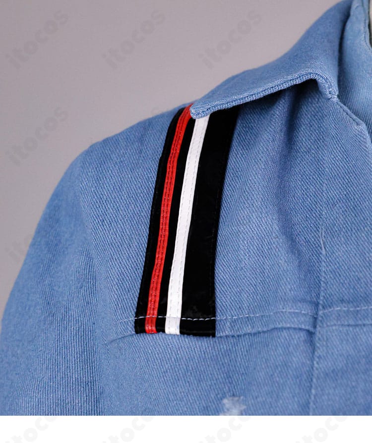 轟はじめ Flashpoint衣装 上着襟元のデザインと縫製アップ