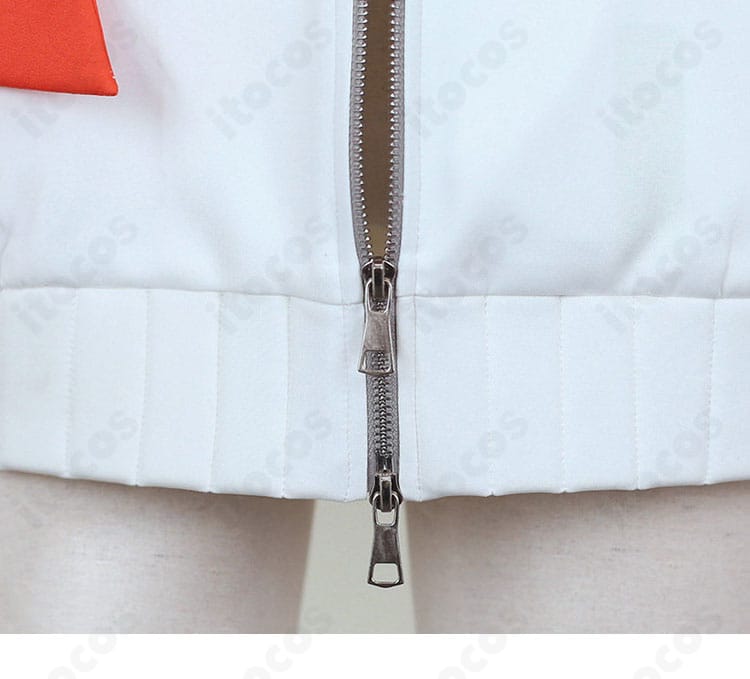 前開きファスナーと前立てのディテール