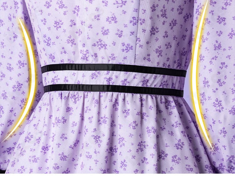 フェルン 小花柄ワンピースのウエスト周り装飾ディテール