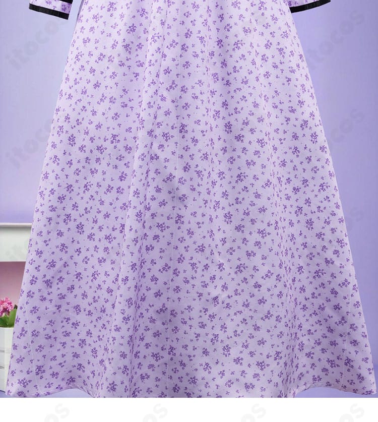 フェルン 小花柄ワンピースのスカート裾装飾ディテール