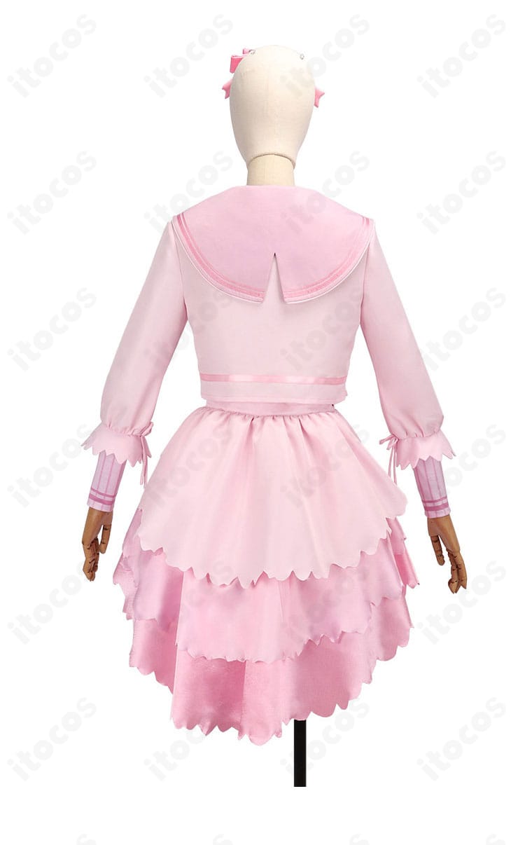 花海咲季 桜フォトグラフ コスプレ衣装の背面全体図（シルエットと背面配色）