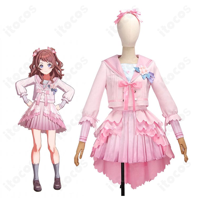 花海咲季 桜フォトグラフ衣装を着用した完成イメージとキャラクタービジュアルの比較風カット