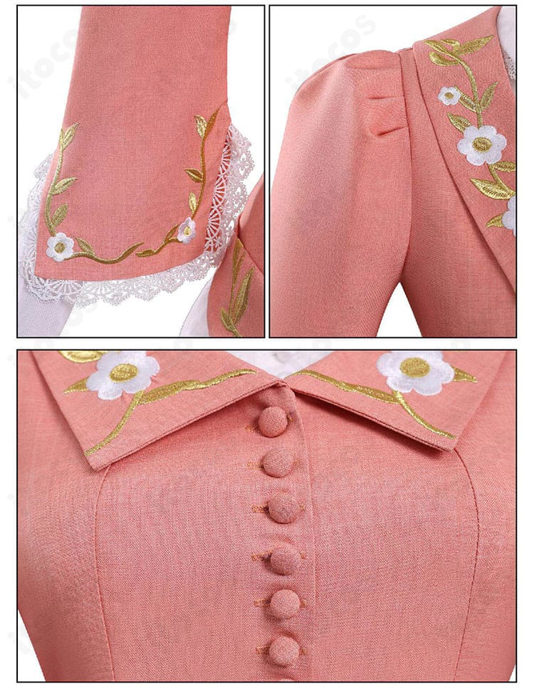 前立てと肩飾りのステッチ・装飾ディテールの接写