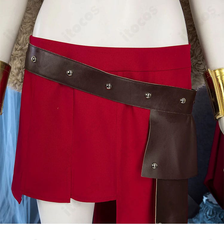 スカート装飾ディテール。裾の配色と飾りパーツの取り付け角度を示す画像