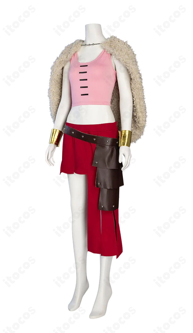 トップス側面の装飾ディテール。脇の補強ステッチとライン取りを示す近接画像