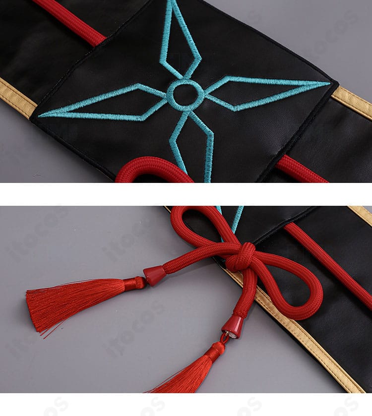 PUレザー製コルセットベルトの装飾ディテール（ウエストマークの質感）