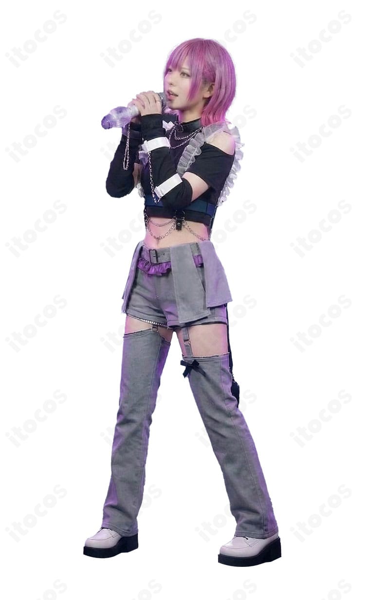 常闇トワ衣装の側面ビュー。ウエストベルトと尻尾パーツの位置関係、ラインの美しさを確認可能。