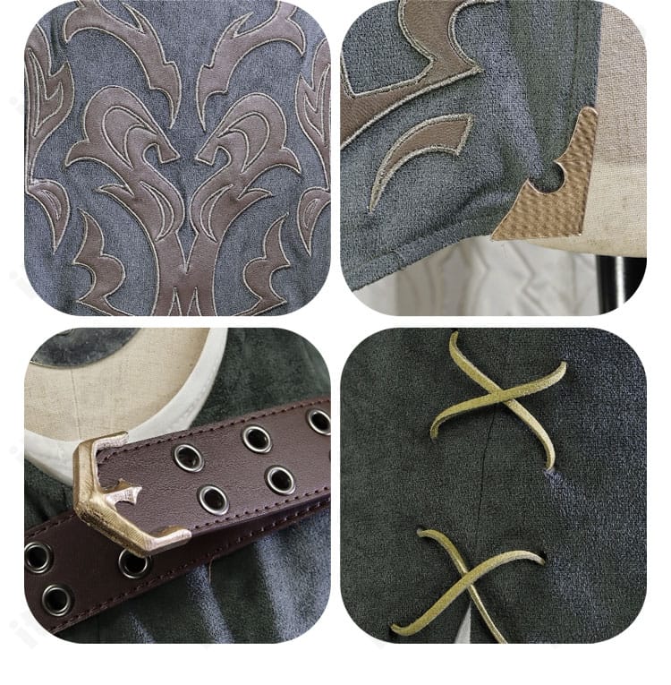 ルパ衣装 装飾ディテール（胸ベルト金具・太もも飾りの質感）