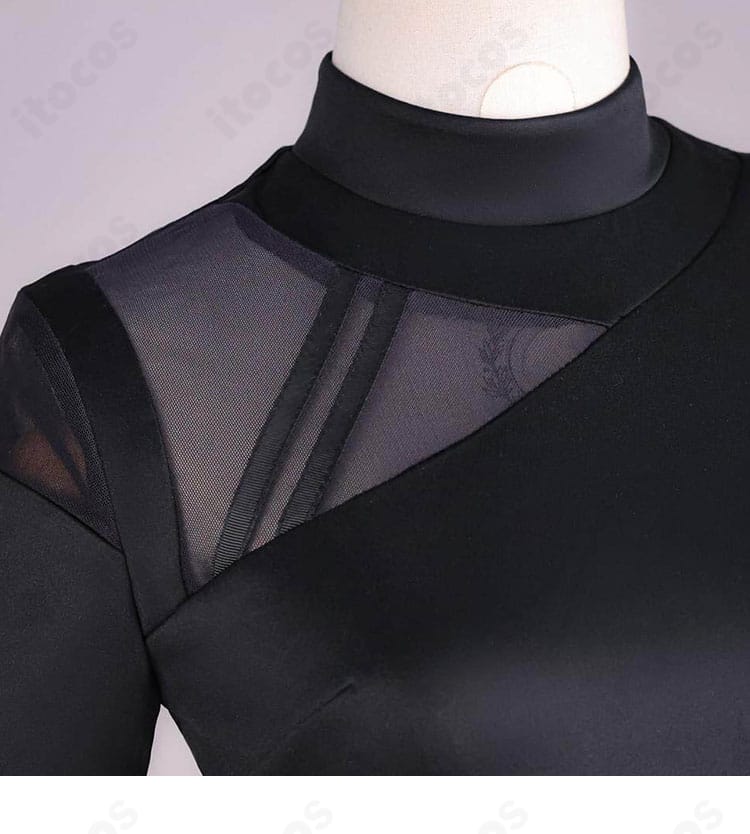 トップス短袖の装飾と切り替えデザインの詳細