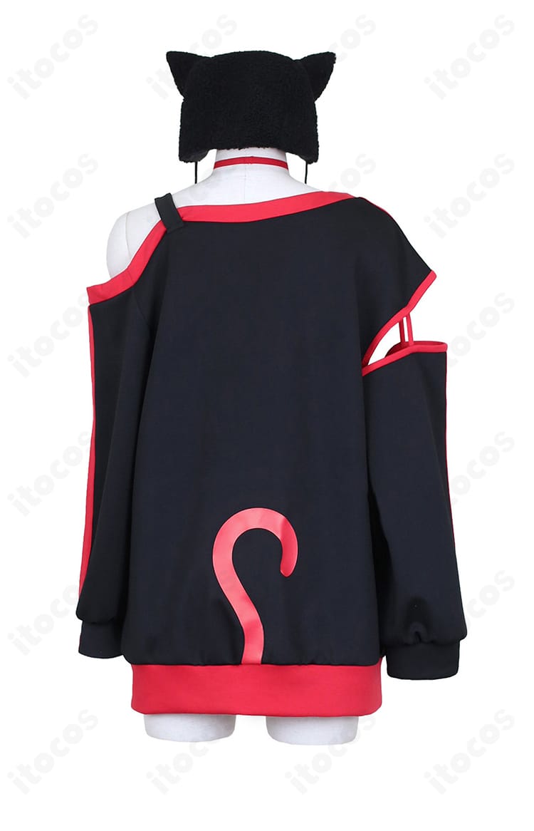 西園寺ユナ コスプレ衣装の背面全体図（フードと背面ライン）