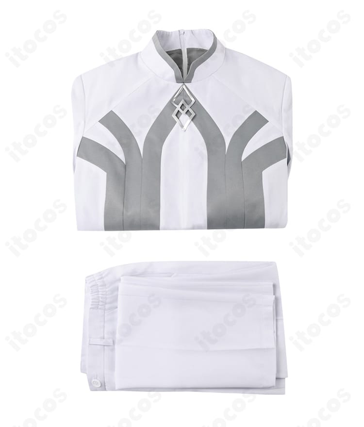 マリスビリー・アニムスフィア コスプレ衣装のセット内容。トップスとズボンの2点を分かりやすく配置。