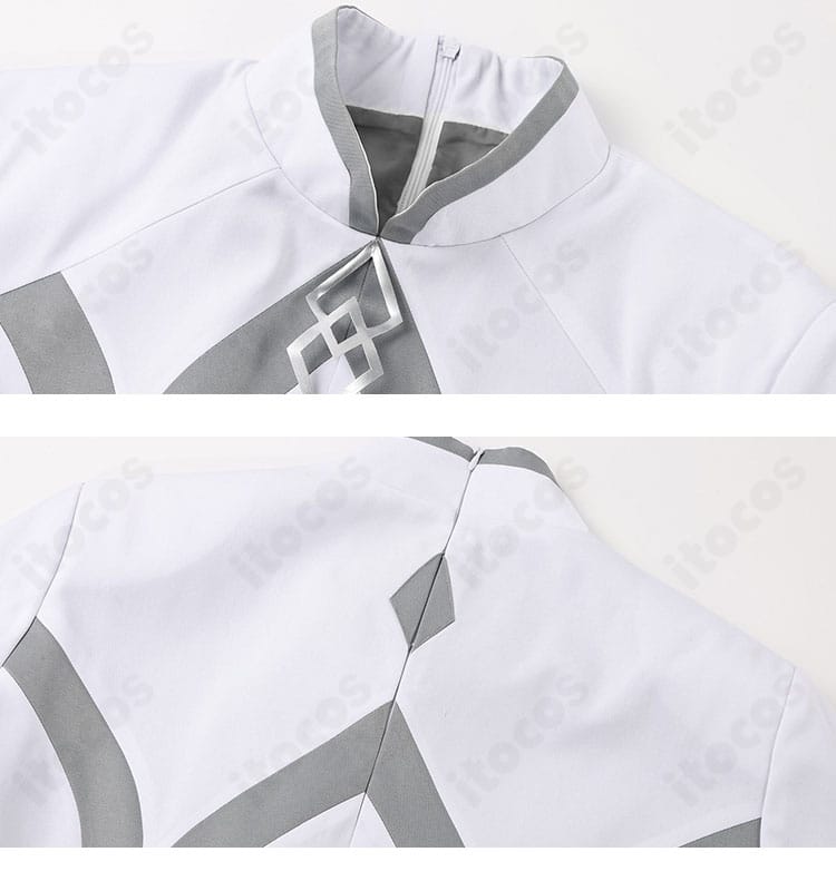 衣領の装飾・縫い目のアップ。端正な襟周りの作りとフォーマル感を表現。