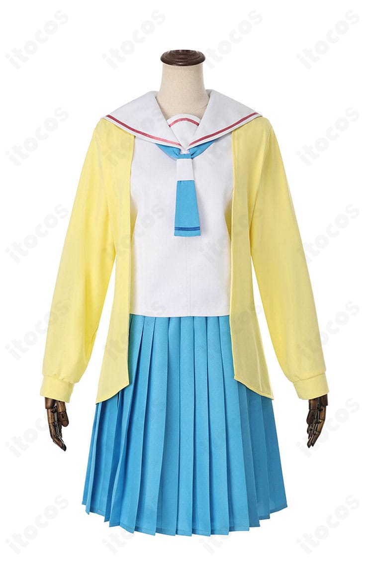 学園制服コスプレ衣装の正面全体。上品なシルエットと襟元・ネクタイの配置が確認できる