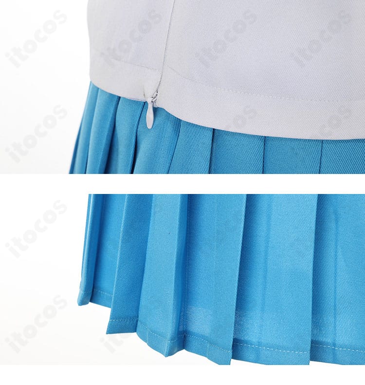 ファスナーとスカート飾りのディテール。着脱しやすい開閉部と装飾の質感を近接で撮影