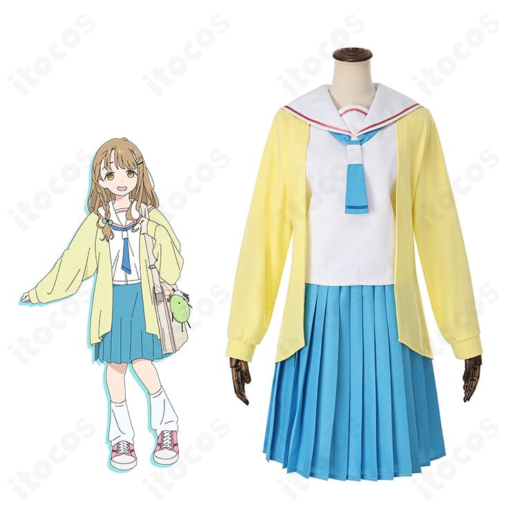学園制服コスプレを着用した全身イメージ。コートとスカート、レッグカバーの統一感あるスタイルが分かるメインビジュアル