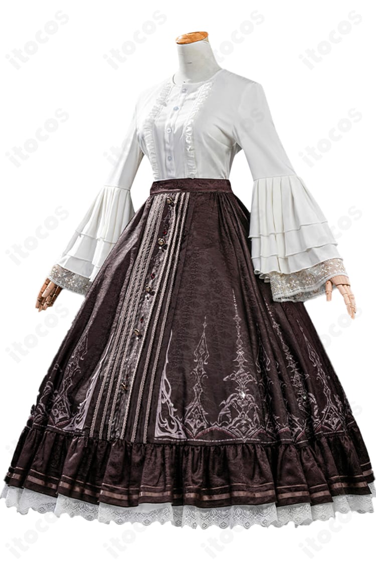 恋と深空 主人公 魂を約す赤月 スカート装飾と裾のディテール接写