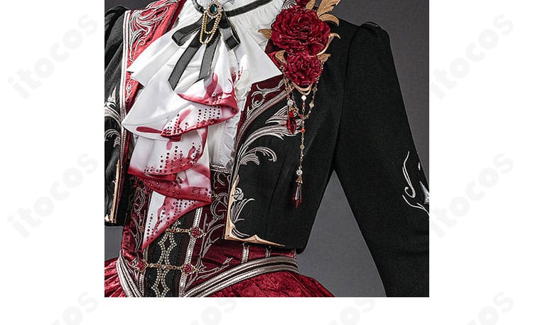 恋と深空 主人公 魂を約す赤月 シャツ襟元と衣襟の装飾ディテール