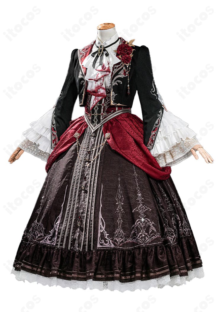 恋と深空 主人公 魂を約す赤月 衣装の側面シルエットとコルセットのライン