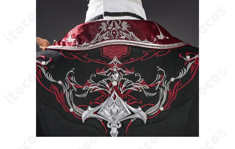 恋と深空 主人公 魂を約す赤月 背面肩まわりの切り替え・装飾ディテール