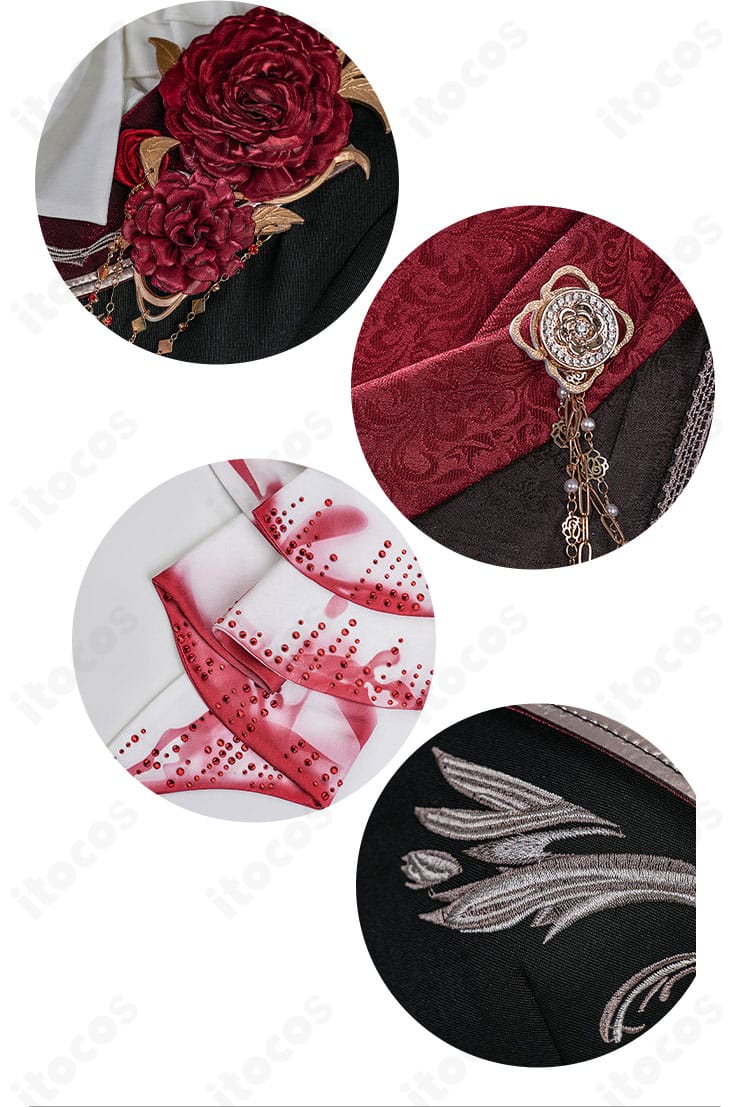 恋と深空 主人公 魂を約す赤月 衣装全体の装飾パーツ構成ディテール