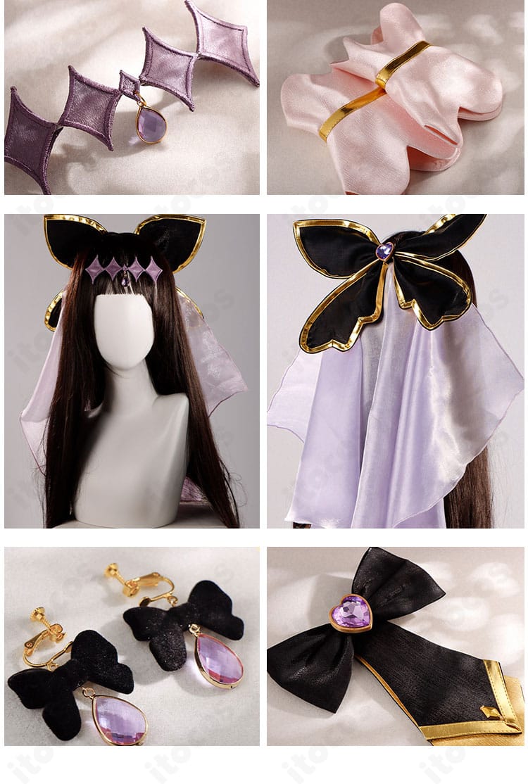 髪飾り・耳飾り・ヘッドドレスチェーンのセット装飾ディテール写真