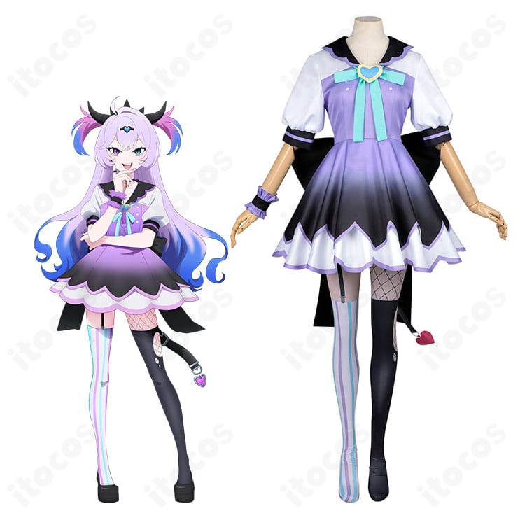 NEEDY GIRL OVERDOSE 猛毒電波少女☆パープル・ロリポップ衣装を着用したモデル全身と衣装イメージ