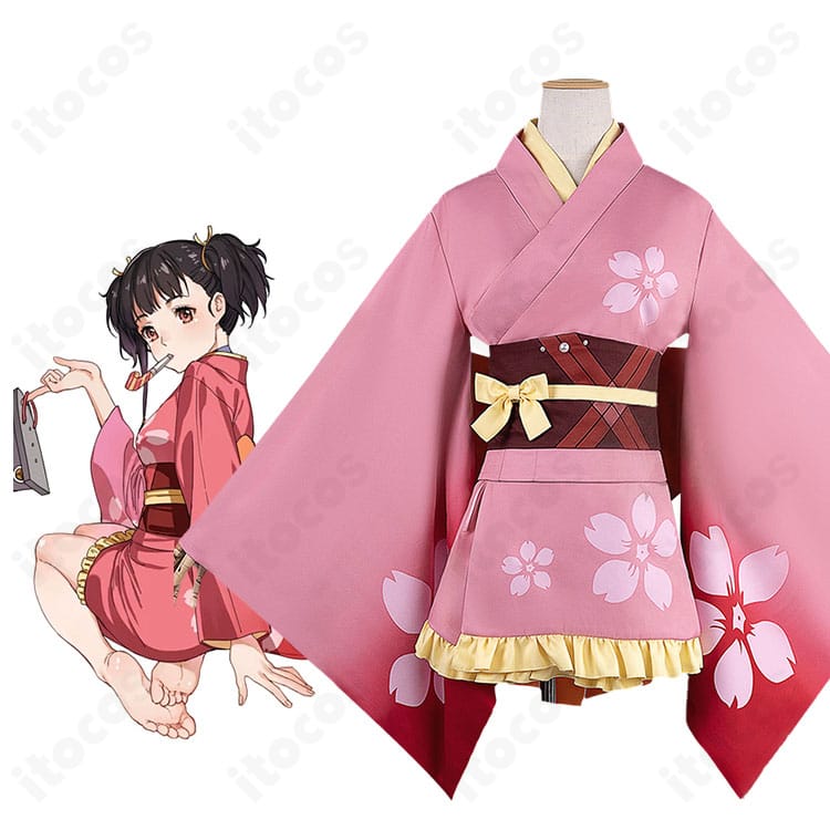 無名（甲鉄城のカバネリ）公式イメージと当店の浴衣コスプレ衣装を並べた比較画像