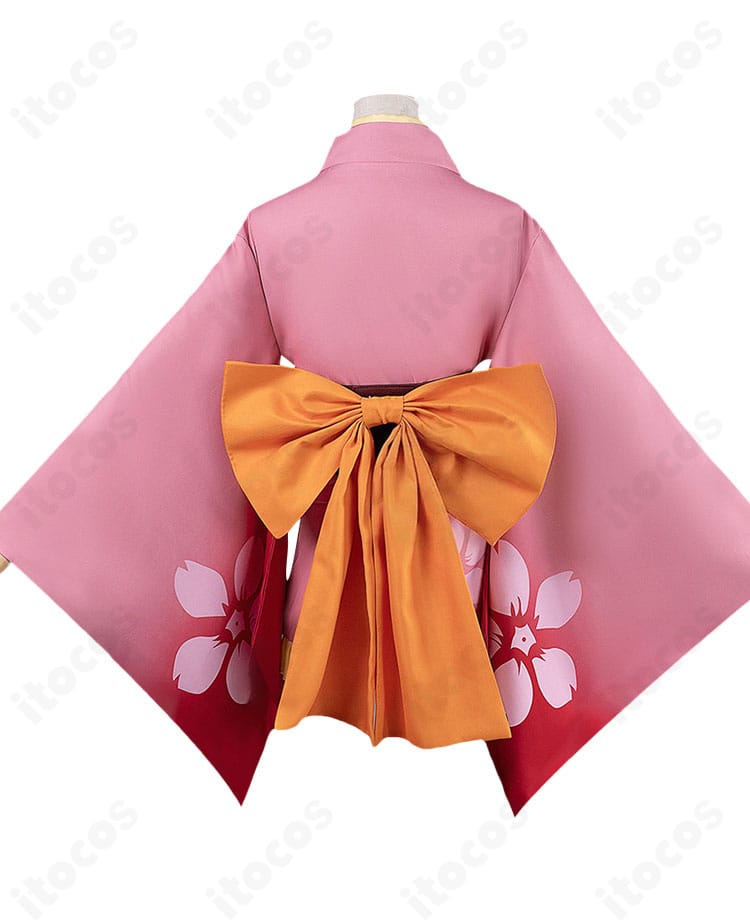 無名 浴衣コスプレ衣装の背面全体像（大型の背部蝶結びを確認できる）