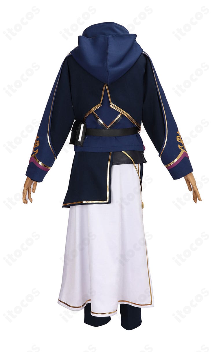 佐伯イッテツ 共通衣装の背面。コートの背面ラインと裾の落ち感、腰布の収まりを詳細表示。