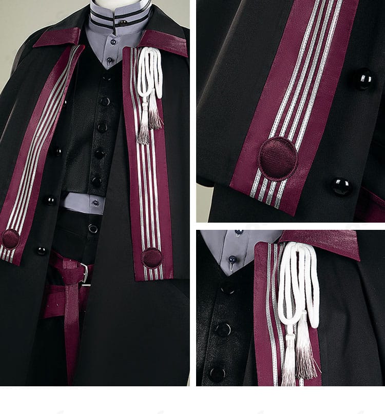 衣襟の切り替えと前立て装飾の近接。前合わせの構造が見える写真