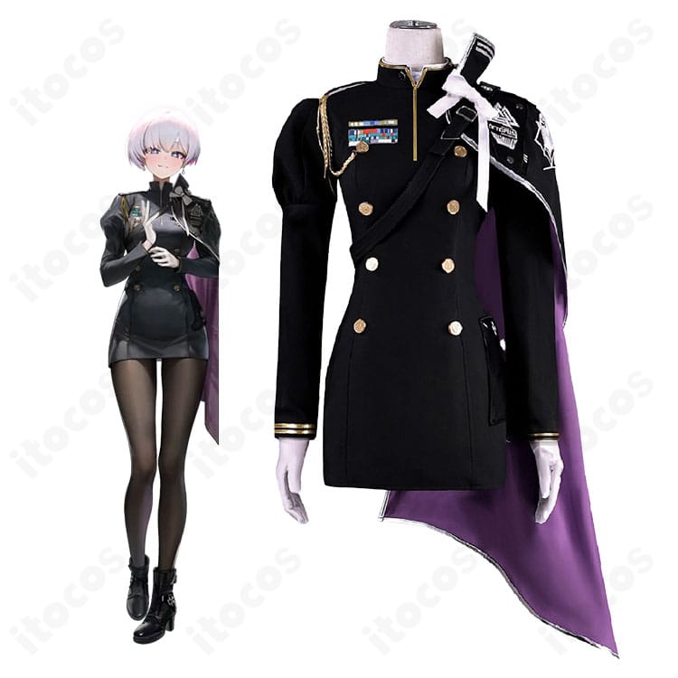 リリーバイスのキャラクター全身イメージとゴッデス部隊制服の完成図