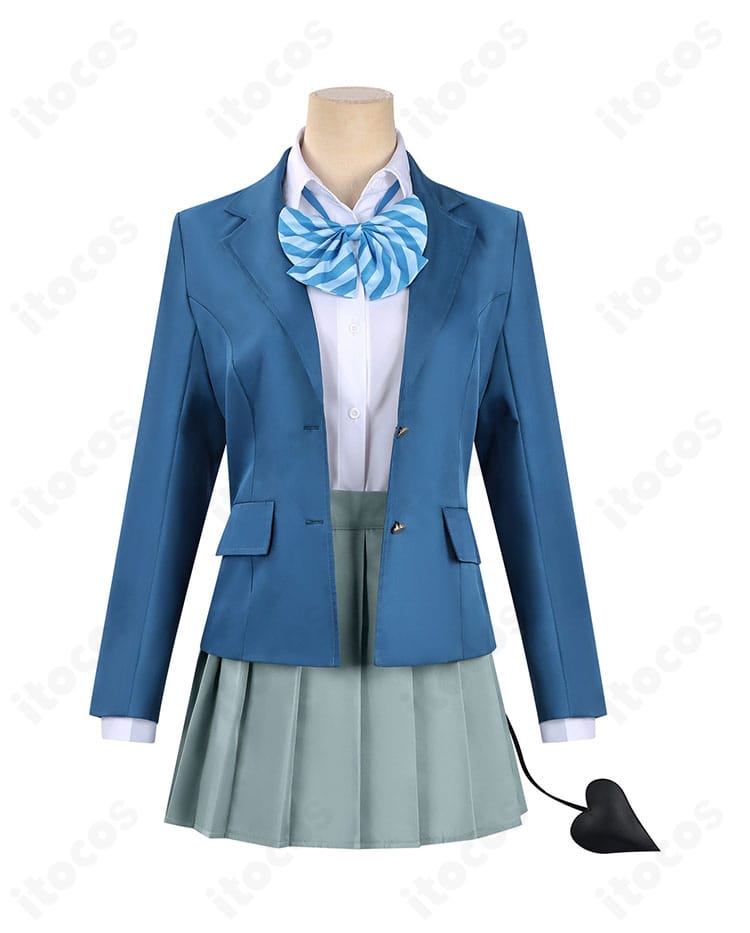 高潔カナン 制服コスプレ衣装の正面全体像（コート・シャツ・スカート・リボン）