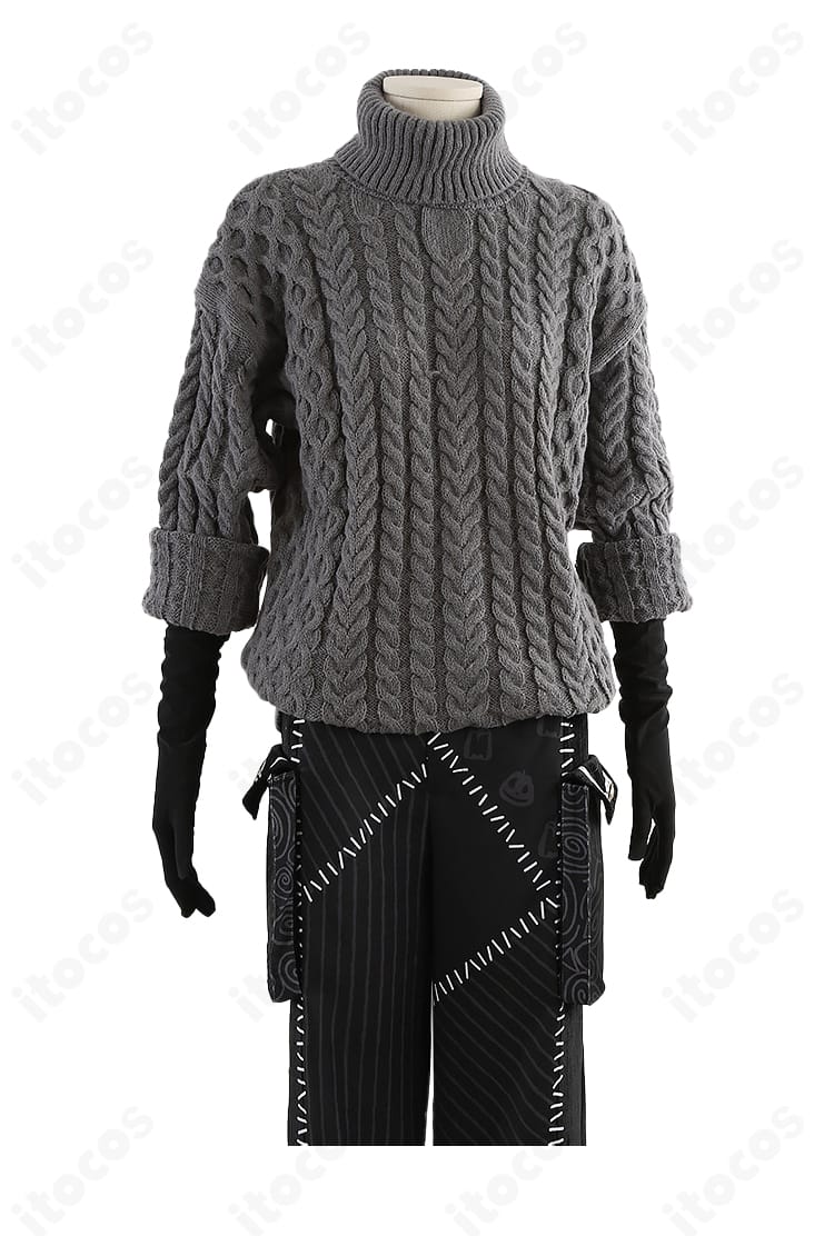 セーター前身頃の編地と質感ディテール