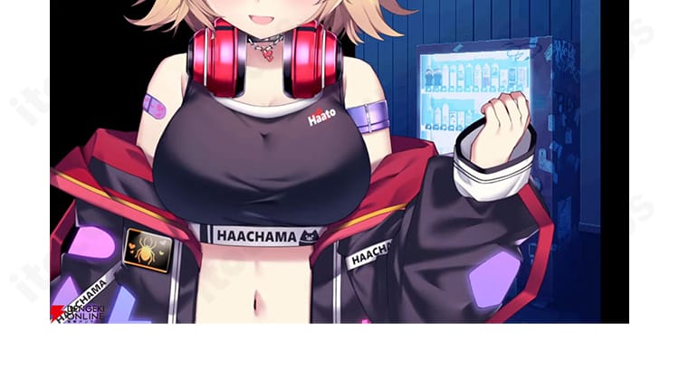 赤井はあと衣装の上衣フロントと襟元装飾のアップ。前合わせの留め具や装飾パーツ、ステッチワークの質感が分かるディテール写真。