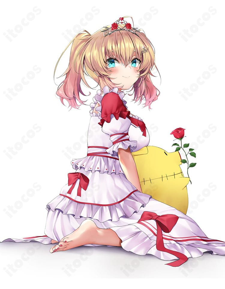 赤井はあと ドレス衣装の背面ディテール。背面開き仕様やシルエットの流れが分かる商品衣装背面画像