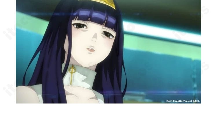 夕里子 衣装の襟元・ネックラインの詳細。首元のカーブと縫製ライン、質感を確認できるアップ