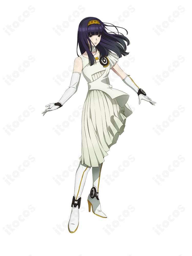 グノーシア 夕里子 コスプレ衣装を全身で写した商品イメージ。ダークドレスと手袋でキャラクターの気品を再現