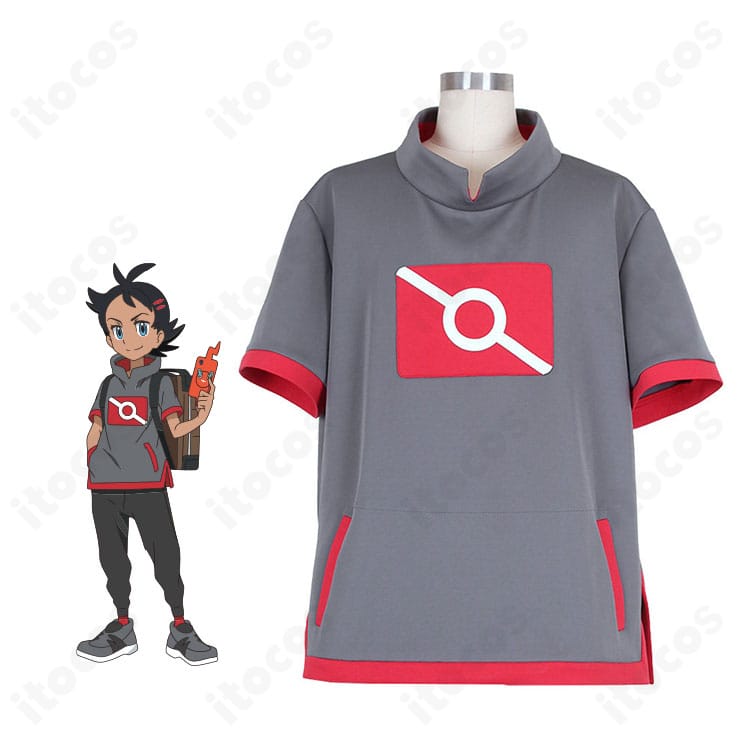 ゴウの通常衣装トップスを着用した全身イメージ。落ち着いたグレー系とカジュアルシルエットを再現