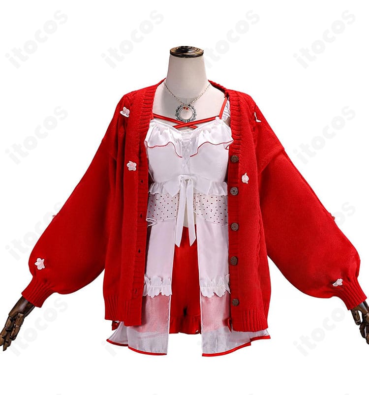 さくらみこ クリスマス ルームウェア ワンピースとカーディガンの正面全体