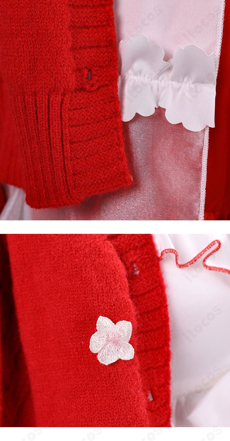 裾の装飾トリムと配色ラインの接写