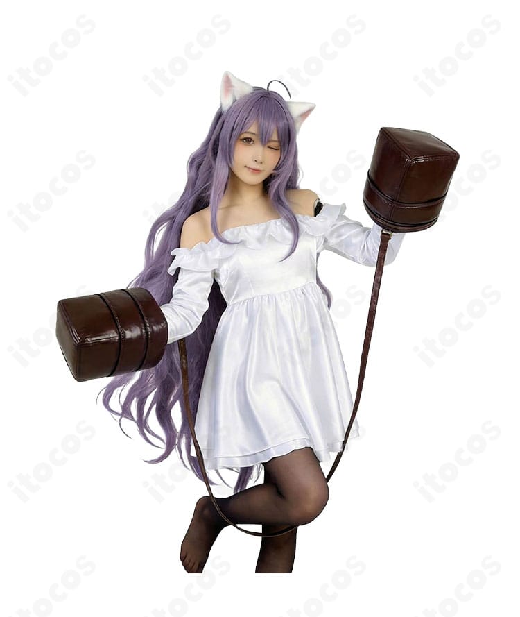 ルー『白い猫』コスプレ衣装 ワンピース正面全体｜清楚な白とAラインシルエット