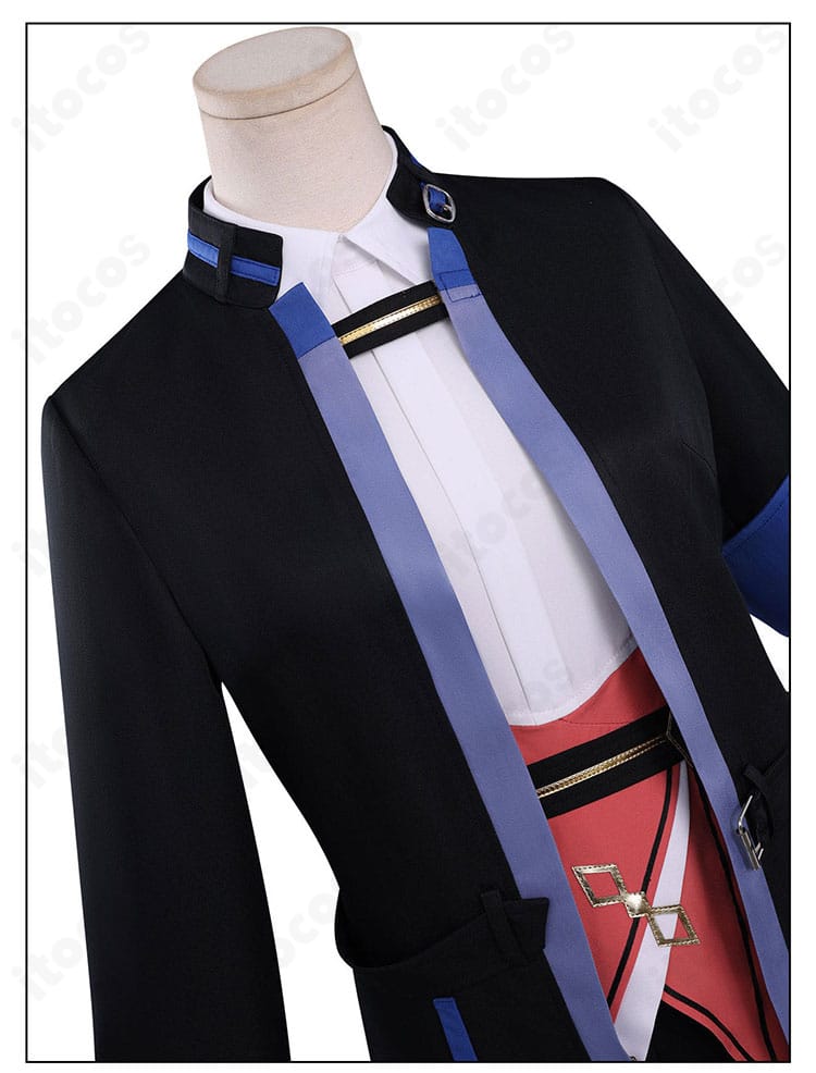 コート前立て部分の装飾ディテールと留め具の質感