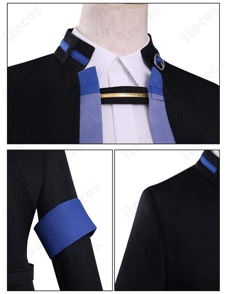 襟元のデザインと装飾パーツのアップ