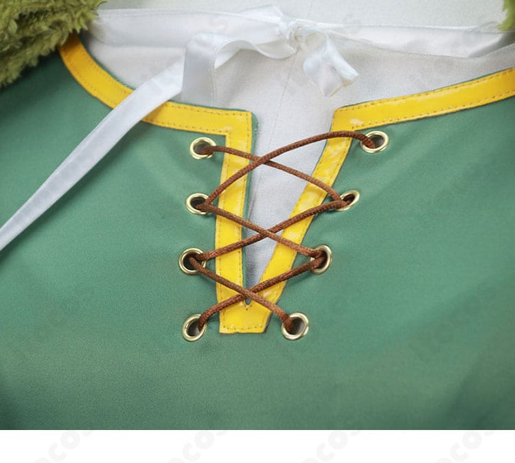 ネックライン装飾アップ（留め具・トリムの質感）