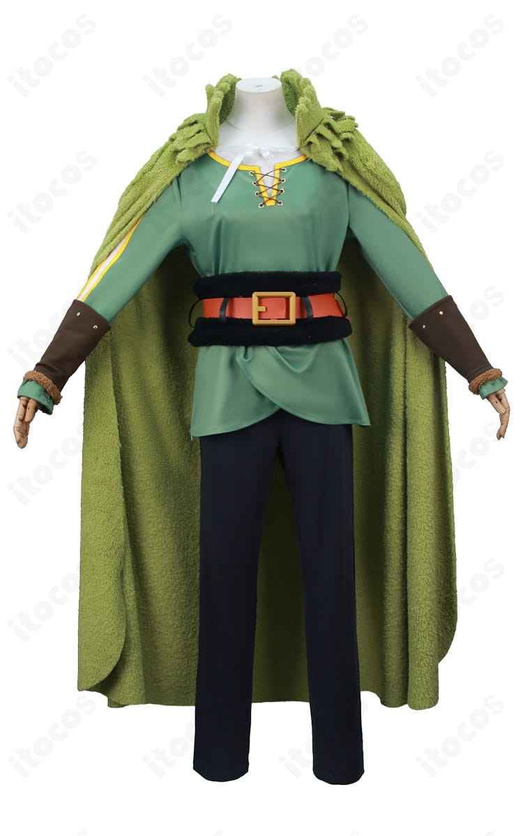 ONE PIECE ゾロ エルバフ編コスプレ衣装の正面全身カット（トップス・ベルト・コルセット・マント）