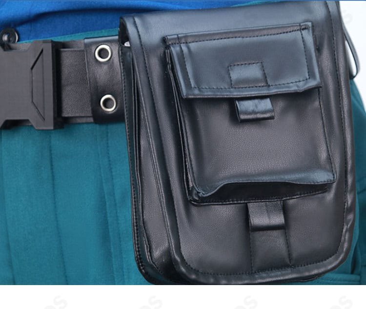 ウエストポーチとレッグポーチの装着状態と固定方法