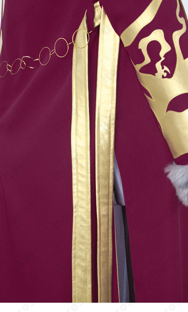 外套の系帯装飾ディテール。結び部分と通し穴の処理で安定感を演出。