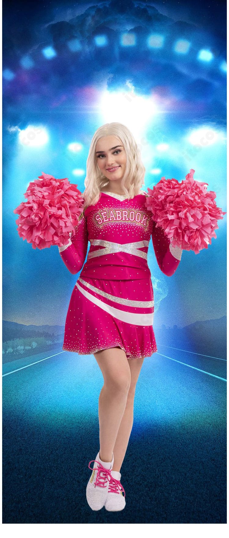 アディソン・ウェルズ衣装の装飾とパネル切り替えを示す正面ディテール