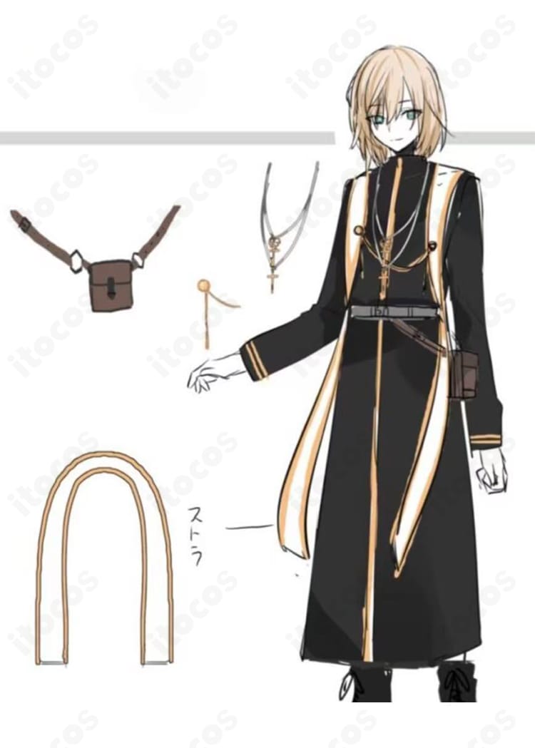 キルシュトルテ アイドル衣装の正面ディテール。襟元・カフス・ウエスト装飾の配置と縫製仕上げが分かる近接カット。