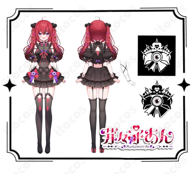 VEE 芽々守あん コスプレ衣装の正面・背面ディテールが分かる画像(スカートのシルエット含む)